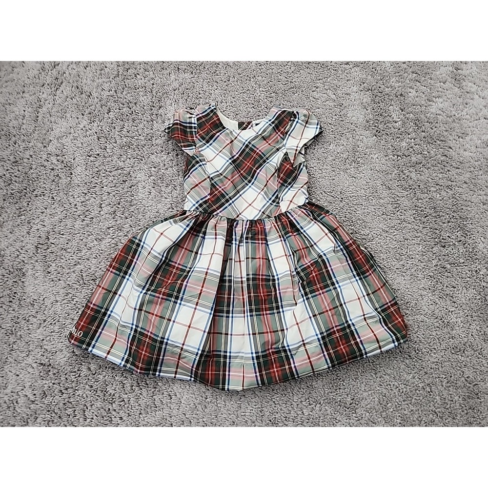 Polo Ralph Lauren Plaid Dress Toddler Girls 4T Multi Color Tartan Fit & Flare